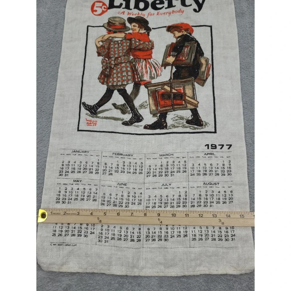 1977 Vintage‎ Calendar Liberty Library Corp Linen School Days Repro
